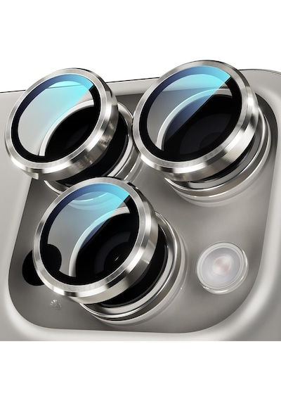 Apple Kolay Kurulum Safir Parmak İzi Bırakmayan Anti-reflective Kamera Lens Koruyucu Titanyum Gri, Apple iPhone Uyumlu 16 Pro Max/