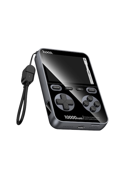 Hoco. Q47 Shine 10.000 Mah Pd 20w Dahili Retro Oyun Konsollu Powerbank - Siyah Siyah