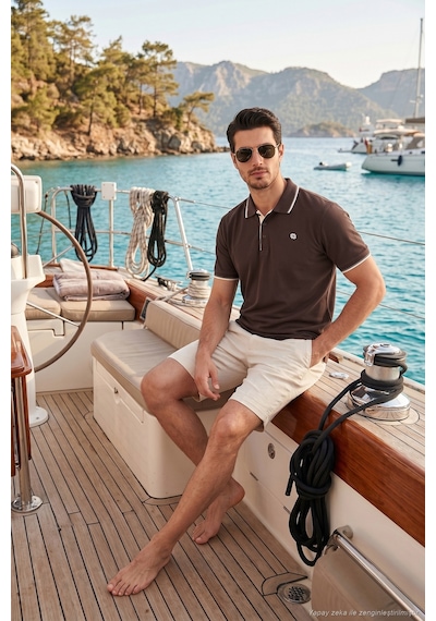 Buratti % 100 Pamuk Düğmeli Regular Fit Polo Yaka T Shirt Erkek Polo Yaka T Shirt 5902118 Kahve