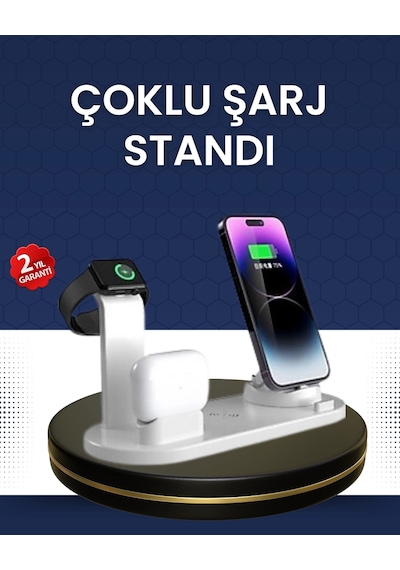 Mey İthalat Modern Tasarımlı Çok Fonksiyonlu Kablosuz Şarj Standı