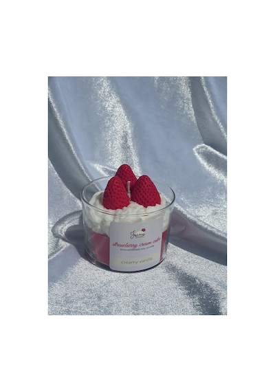 Strawberry Kırmızı Vanilya Kokulu Hediyelik Aromaterapi Mum Sevgiliye Tütsü Arınma Akış Kırmızı
