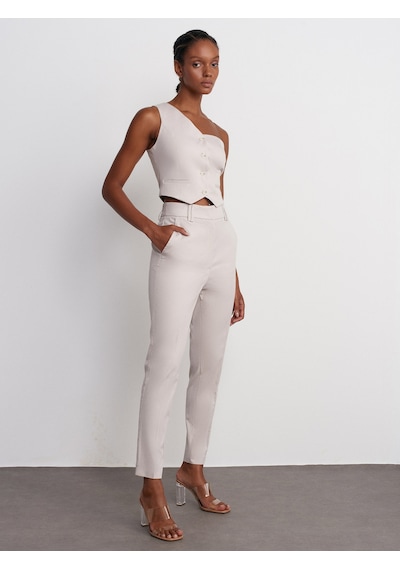 Dilvin Slim Fit Yüksek Bel Pantolon Taş