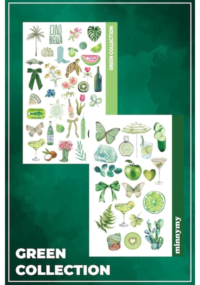 Green Collection Planlayıcı Sticker Seti, Ajanda Ve Günlük İçin, Kendinden Yapışkanlı, 10x20 Cm 1