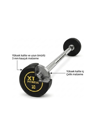 Düz Sabit Bar Çelik Gövde, 3 Mm Kauçuk Kaplama, 30 Mm Çap, Sabit Ağırlık Barı, Fitness Ve Kuvvet Antrenman