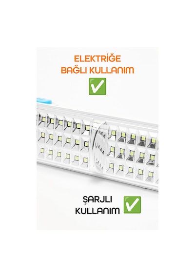 43 Led Şarjlı Işıldak Ev Kamp Lambası Gece Feneri 2 Kademeli Elektrikli El Feneri 005 Beyaz