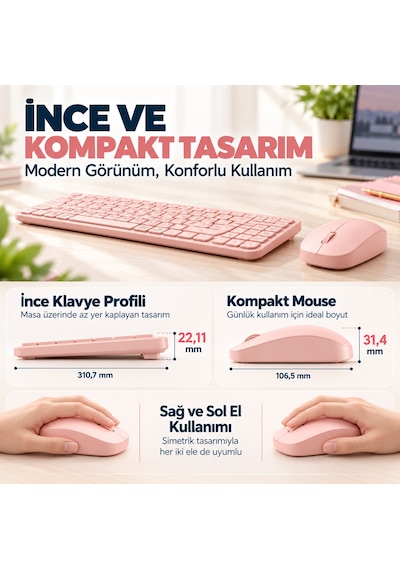 Philips SPT6338BT Bluetooth ve 2.4GHz Kablosuz Türkçe Q 85 Tuşlu Klavye Mouse Seti