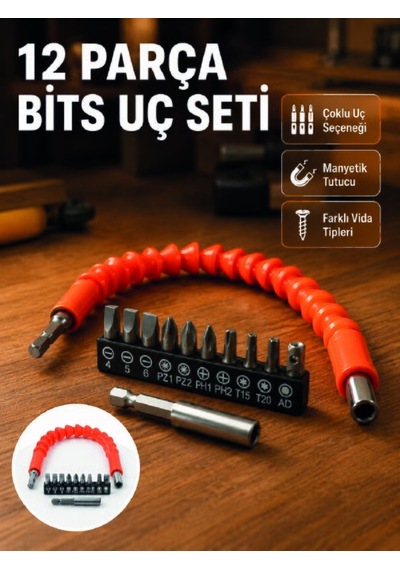 300 Mm Esnek Şaftlı Bits Uç Seti Dar Alanlar İçin Vida Sökme Ve Takma Seti 00864464