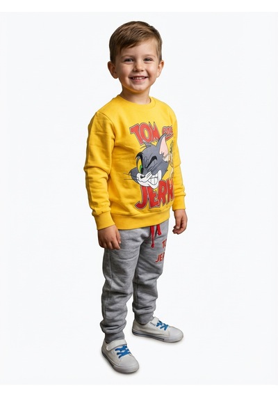 Erkek Çocuk Baskılı Eşofman Takımı Alt Üst 2 Li Sarı