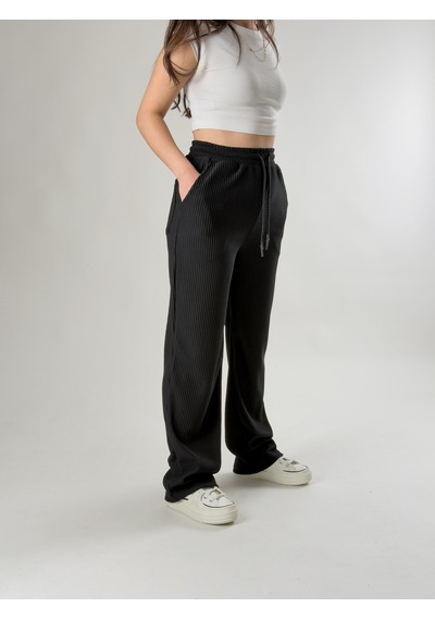 Cocopelli Siyah Fitilli Kadın Baggy Pantolon Coc2672 Siyah