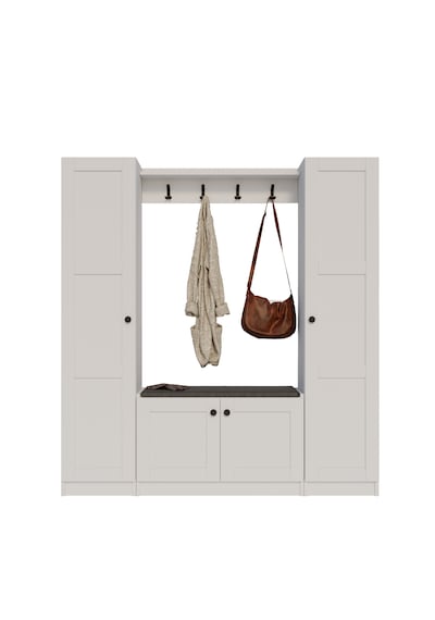Lucas Çift Boy Dolaplı Portmanto Vestiyer Ayakkabılık Askılıklı Oturma Banklı Antre Dolabı 182x170x35 Cm Beyaz Lucas Çift Boy Dolaplı Portmanto Vestiyer Ayakkabılık Askılıklı Oturma Banklı Antre Dolabı 182x170x35 Cm Beyaz