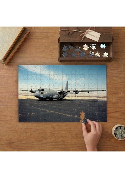 Pistte Savaş Uçağı Tasarımı 240 Parça Ahşap Puzzle Ahşap Kutuda Mpy10451