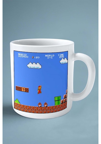 Super Mario Oyun Baskılı Kupa Bardak Çift Taraflı Kişiye Özel Model 20 Çok Renkli