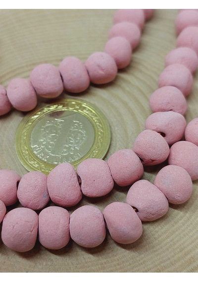 Pembe Pigmentli Seramik Boncuk Dizi 8-9mm/29cm 54238 Çok REnkli