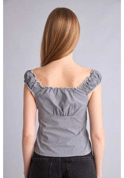 Defacto Fıtted V Yaka Poplin Kısa Kollu Bluz H3943ax26smnv241 Lacivert-nv241
