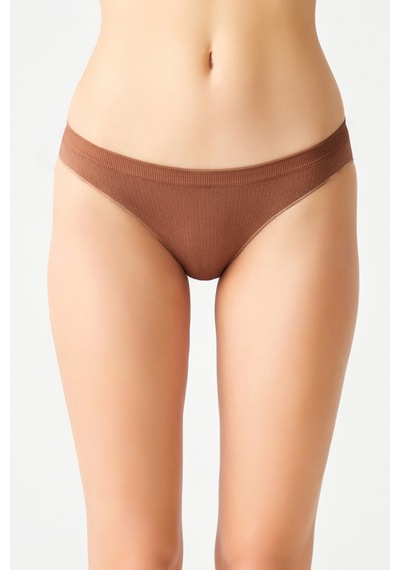 Los Ojos Kahverengi Fitilli Seamless Klasik Külot Ribbed Classic Kahverengi