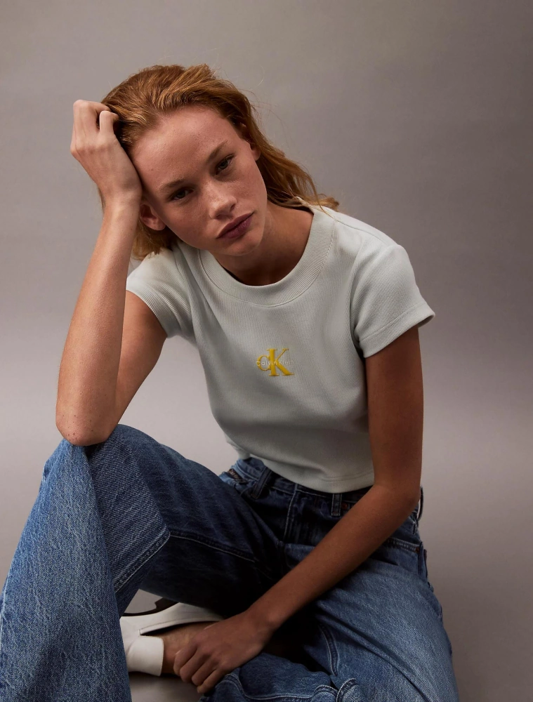 Calvin Klein A- Monogram Baby Tee Kadın T-shirt Lv047ab802-d1t Çok Renkli