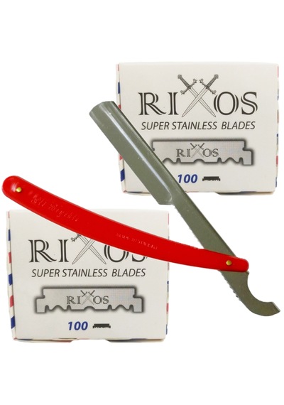 Rixos Super Stainless Yarım Tıraş Bıçağı 2 Adet 100'lü Paket Ali Bıyıklı Ustura Kırmızı Tıraş Seti