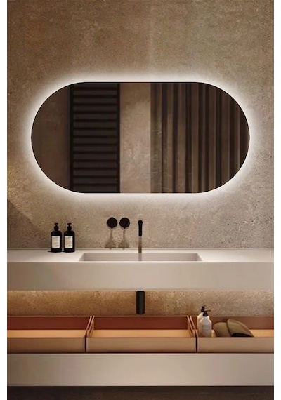 Fawdecor Led Işıklı Oval/kapsül Duvar Aynası 110 X 110 Beyaz Işık