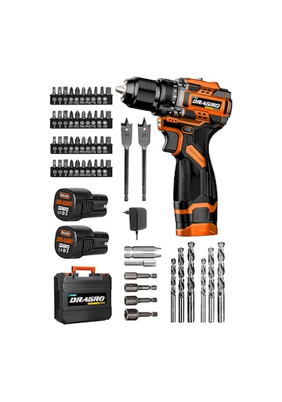 Dragro DRG-168 Pro 16.8V T Çift Akü Çelik Mandren Kömürsüz Motor Şarjlı Matkap Akülü Vidalama