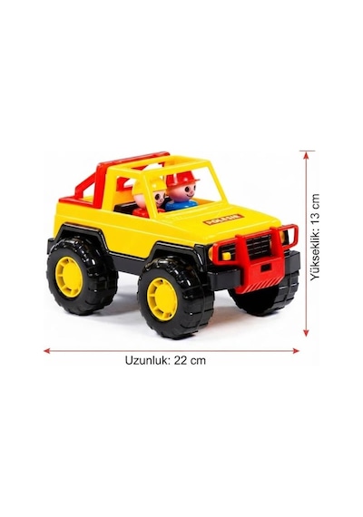 Safari Jeep Aracım 22 Cm 2 İnsan Figürlü Eğlenceli Ve Dayanıklı Çocuk Arazi Aracı Sarı