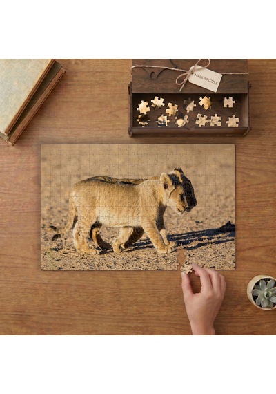 Yavru Aslan Tasarımı 240 Parça Ahşap Puzzle Ahşap Kutuda Mpy50056