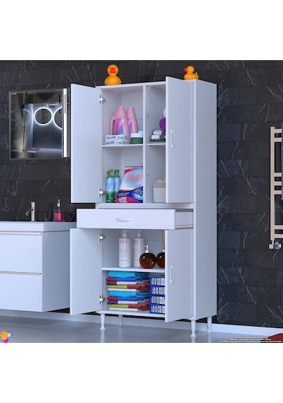 Eliusta Luma Kapaklı & Çekmeceli Banyo Dolabı 80 Cm Genişlikte Beyaz Dolap 80x173x32,5 Cm Depolama Dolabı Beyaz Eliusta Luma Kapaklı & Çekmeceli Banyo Dolabı 80 Cm Genişlikte Beyaz Dolap 80x173x32,5 Cm Depolama Dolabı Beyaz