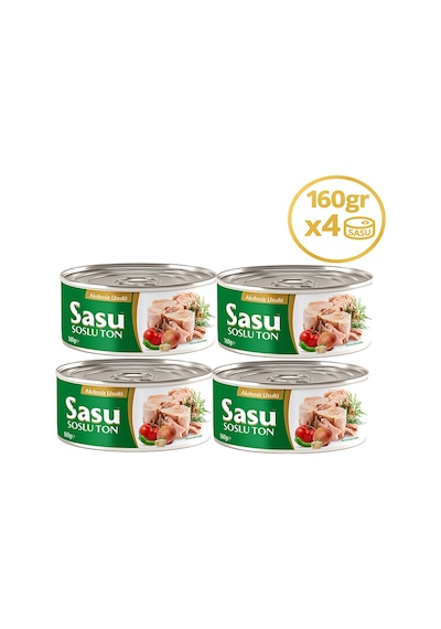 Sasu Akdeniz Usulü Ton Balığı Bütün Dilim 4 x 160 G