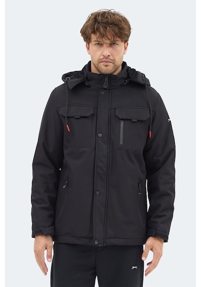 Slazenger Gleam Erkek Kapüşonlu Siyah Mont & Kaban Siyah