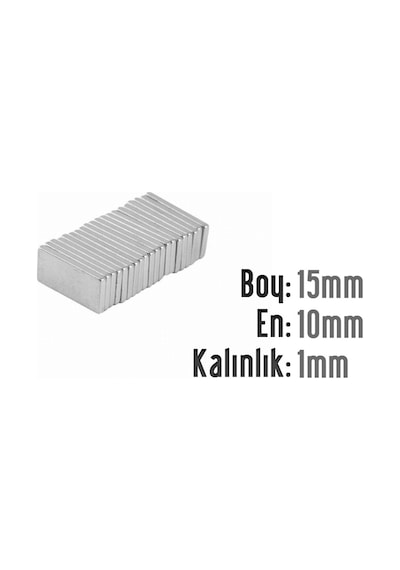 Neodyum Mıknatıs Köşeli 15x10mm , Kalınlık 1 Mm 5 Adet