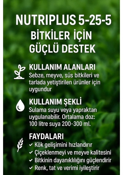5-25-5 Azotlu Fosforlu Potasyumlu Çiçeklendirici N-p-k Çiçek Açtıran Gübre Sıvı Gübre 1 Litre Diğer