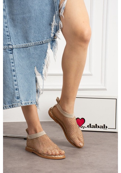 Dabab Shoes Kadın Bej File Taş Detaylı Lastikli Oliva Model Düz Taban Terlik Sandalet Dabab Shoes Kadın Bej File Taş Detaylı Lastikli Oliva Model Düz Taban Terlik Sandalet