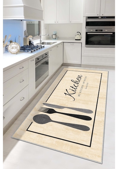 West Home Makinede Yıkanabilir Kaymaz Taban Leke Tutmaz Bej Mutfak Halısı Mutfak Yolluk Ve Balkon Halısı Wh 599 Beigem