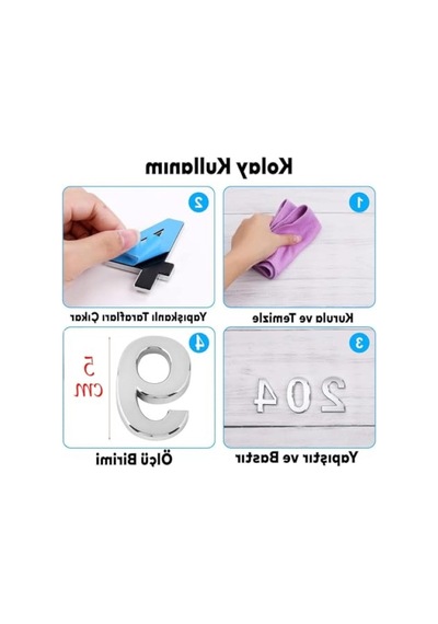 Krom Renk Yapışkanlı Kapı Numarası - 50 Mm