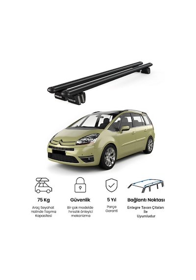 Pençe Citroen C4 Picasso Ara Atkı 2006-2012 Uyumlu Siyah Ara Atkı Port Bagaj Tavan Barı