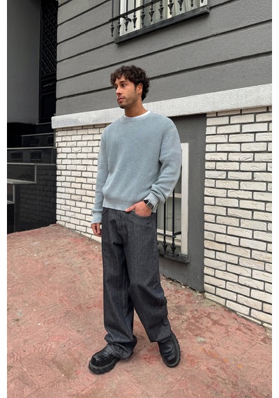 Flaw Basic Triko Kazak-28720 Gri