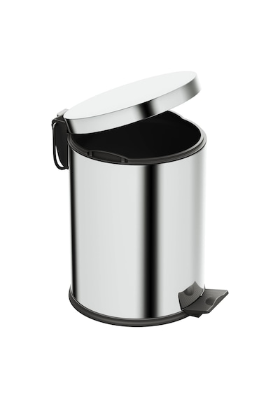 Aqua Bagno Basic Çöp Kovası - Pedallı 5 L, Parlak Krom Paslanmaz Krom