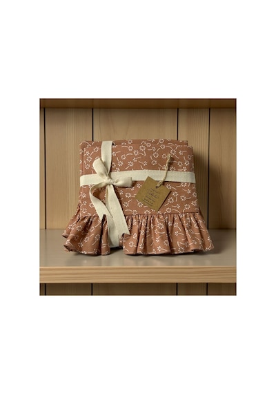 Fırfırlı Yastık Kılıfı 2 Li Set Tek Kişilik %100 Organik Pamuk 50x70 Cm 8 Farklı Desen Seçenekli Kiremit Çiçekli Kenar
