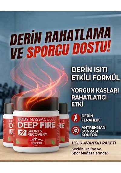Deep Fıre 3 Kavanoz Vücut Masaj Jeli Sports Recovery Body Massage Gel 3x100 Mg