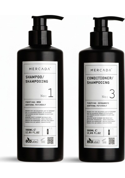 Mercada Siyah No1 Purifying And Soothing Shampoo 380 Ml + No 3 Purifying And Soothing Conditioner 380 Ml Bergamot Ve Patçuli Özlü