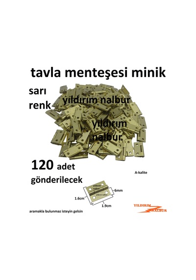 Tavla Menteşesi Sarı Renk Mini Boy 1.9cm Kutu Hobi Menteşesi Kali