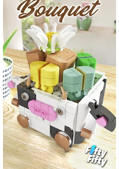 Panlos Mini Potted Plant Serisi İnek Figürü 341 Parça Oyuncak Yapım Seti -ffp655012 Panlos Mini Potted Plant Serisi İnek Figürü 341 Parça Oyuncak Yapım Seti -ffp655012