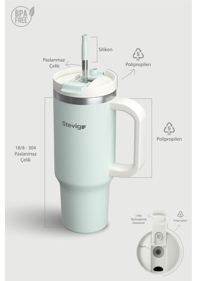Stevig 2 Moods Tuck-in Tumbler Sızdırmaz Çelik Termos 900 Ml Sprout Green St-240 Yeşil