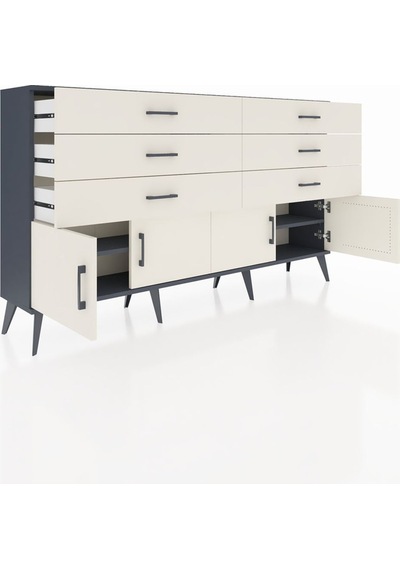 Arges Konsol 2 Raflı 6 Çekmeceli 4 Kapaklı 176x30x99 Antrasit-ayt Antrasit-aytaşı Arges Konsol 2 Raflı 6 Çekmeceli 4 Kapaklı 176x30x99 Antrasit-ayt Antrasit-aytaşı