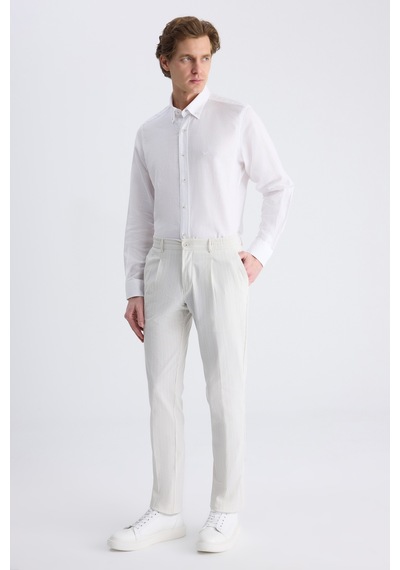 Twn Slim Fit Ekru Çizgili Pamuklu Jogger Pantolon 4ec0305013442 E01