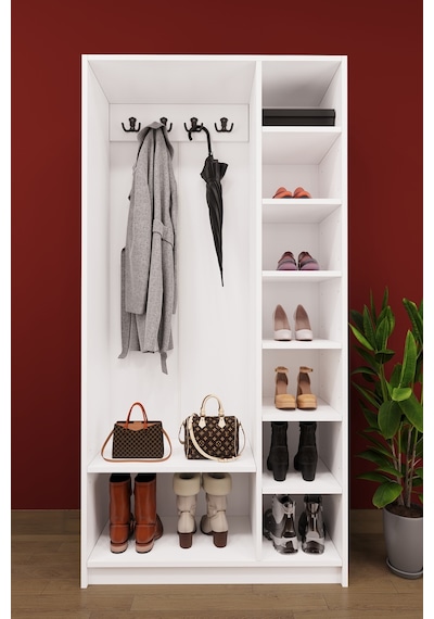 Asra Trend Vestiyer & Portmanto V-07 %100 MDF 3 Kapaklı Ayakkabılık Dolabı Beyaz