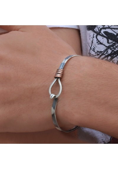 Otantik Damla Model Gümüş  Kelepçe