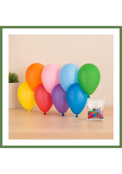 Bezos Klasik Renkli Lateks Balon 7'' 19 Cm 100'lü Hb006 Çok Renkli