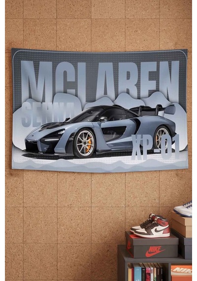 Mclaren Senna Xp-01 Gri Süper Spor Araba Dekoratif Duvar Örtüsü Duvar Halısı Beyaz