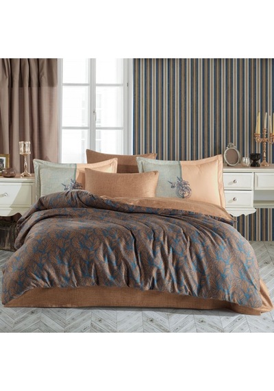 Çift Kişilik Saten Nev Lotus Bronz Çok Renkli
