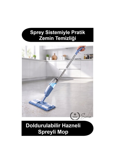Spreylimop Spreyli Mop Doldurulabilir Su Hazneli Yedek Mikrofiber Bezli Mandallı Paspas Seti Parke